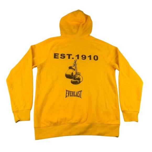 Everlast Hoodie Men M Yellow Boxing Gloves Graphic Back Print AS Colour Pullover - Picture 1 of 8